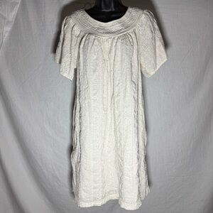 Old Navy Cottage-Core Flutter Sleeve Eyelet Smocked Mini Dress Cream Size Large